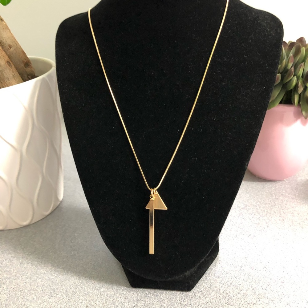 Gold Triangle Cutout Bar Pendant Necklace
